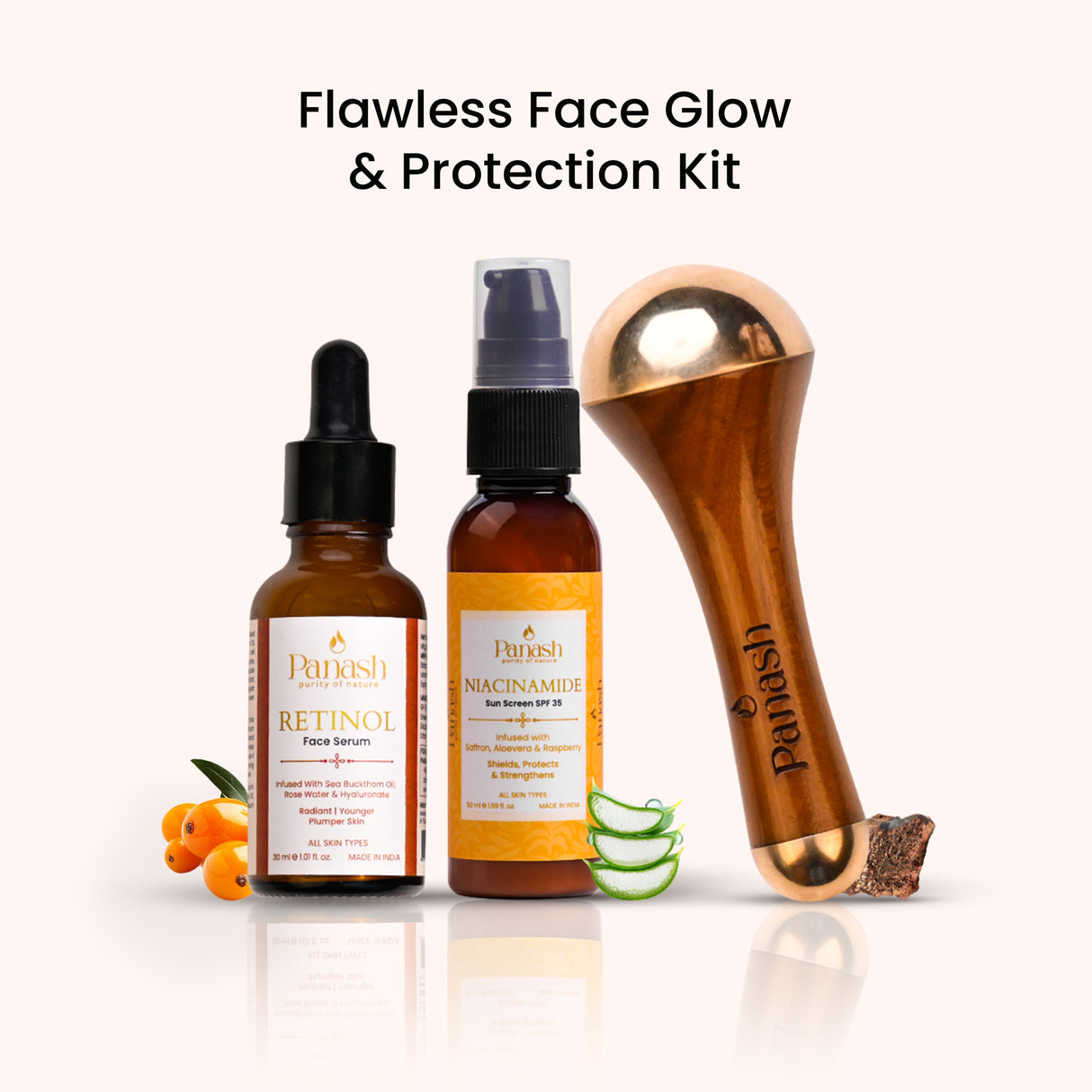 Flawless Face Glow & Protection Kit | SPF 35, Face Serum & Face Massager