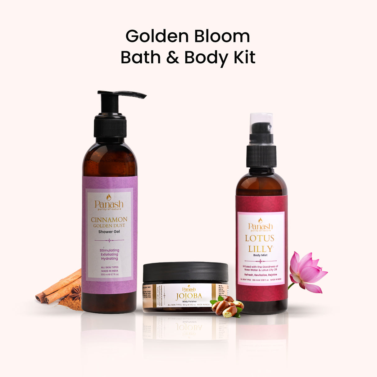 Golden Bloom Bath and Body Kit | Shower Gel, Body Polisher & Body Mist
